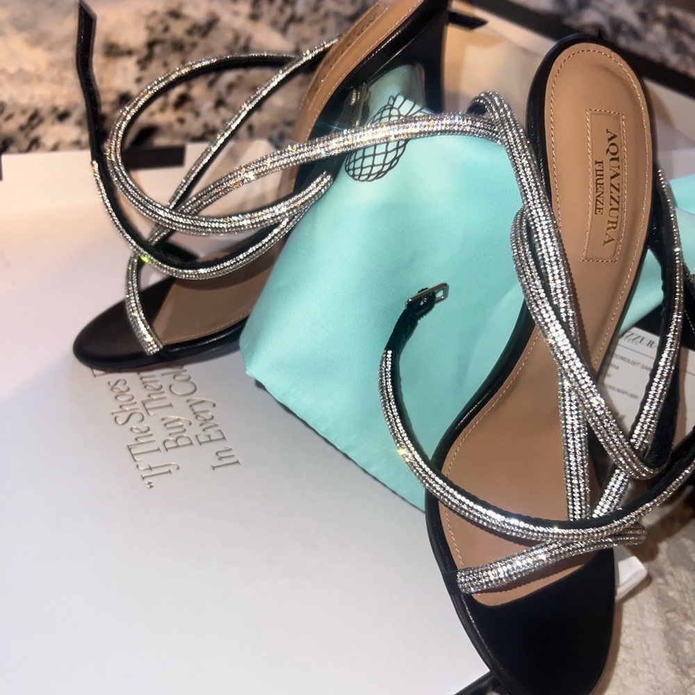 Moondust Sandal 105 | Aquazzura Sparkle Crystal Heels | Size 35 | Box + Dust Bag